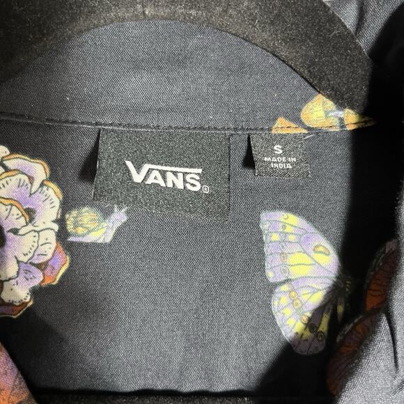 NWT Vans Shirt Mens Small Black Mushrooms Button Up Short Sleeve Skater Grunge - Picture 3 of 9